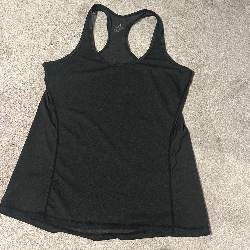 size medium icy zone dark grey racerback tank top